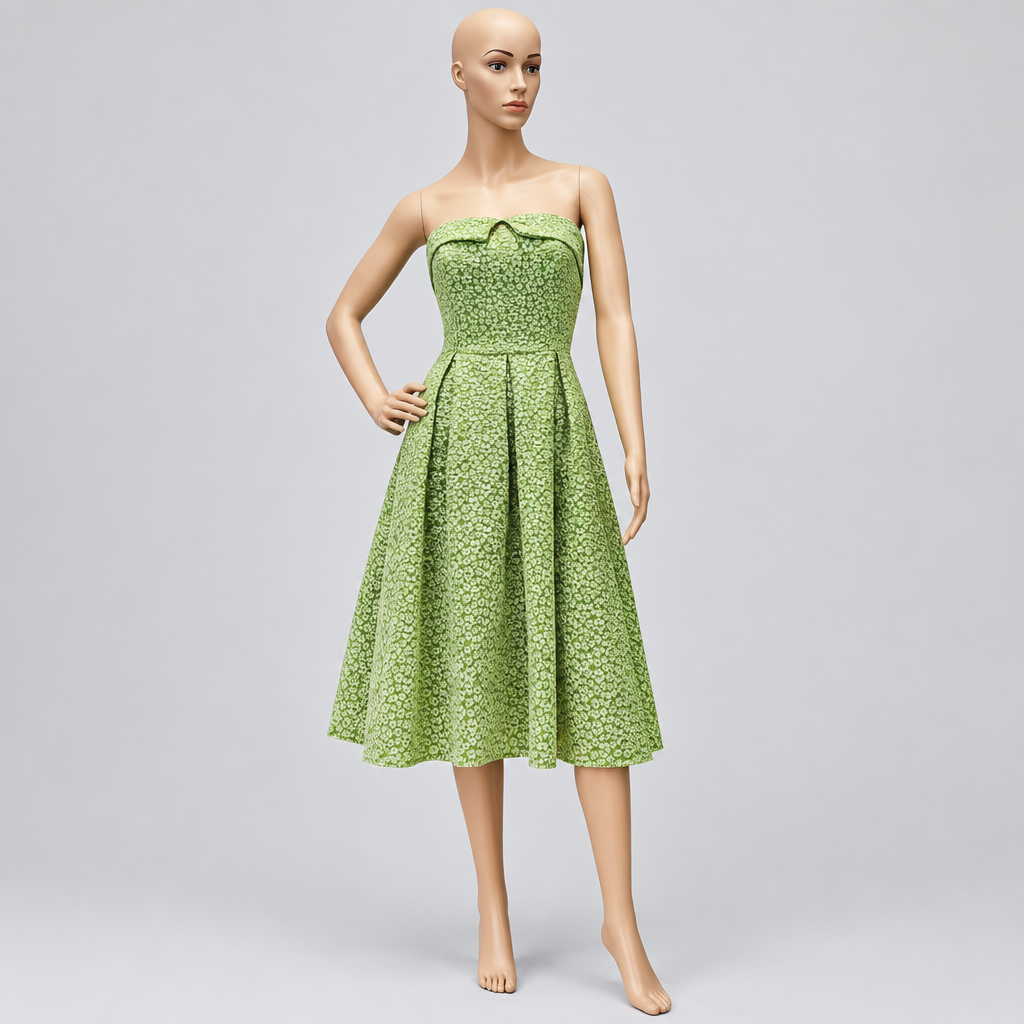 Strapless Floral Midi Dress