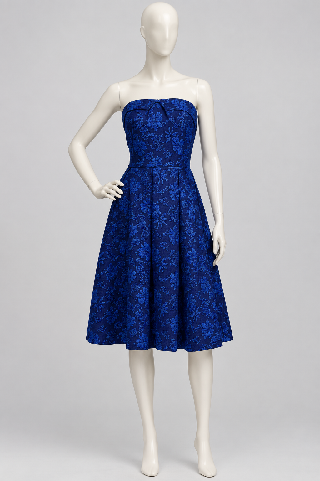 Strapless Floral Midi Dress