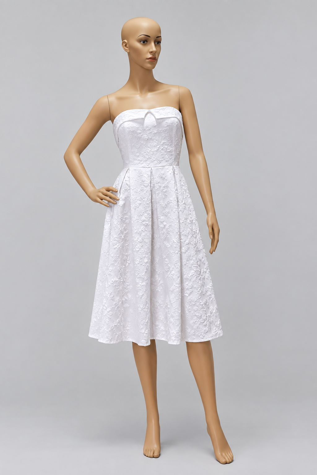 Strapless Floral Midi Dress