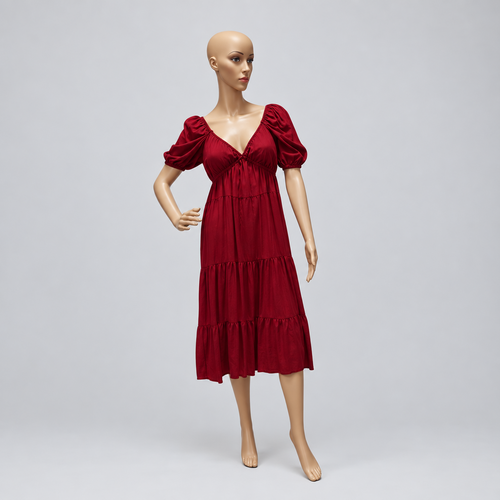 Meryl Puff‑Sleeve Tiered Dress