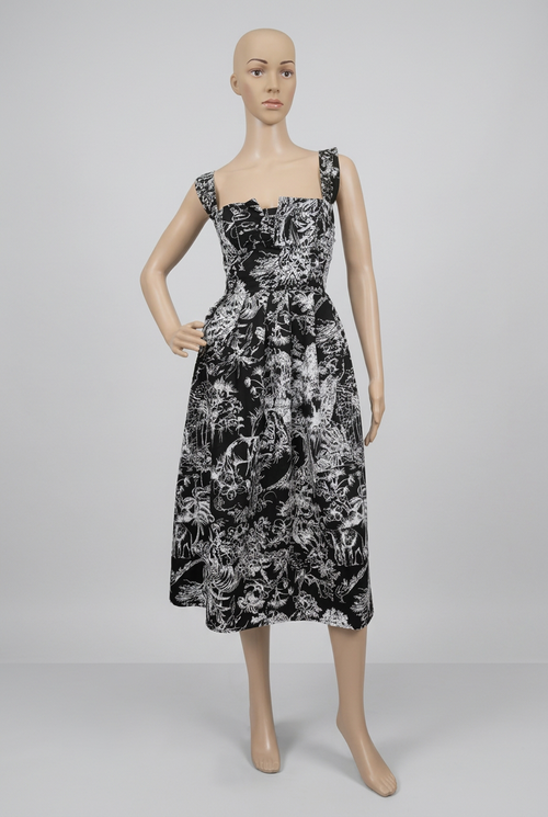 Andy Printed Square‑Neck Midi Dress